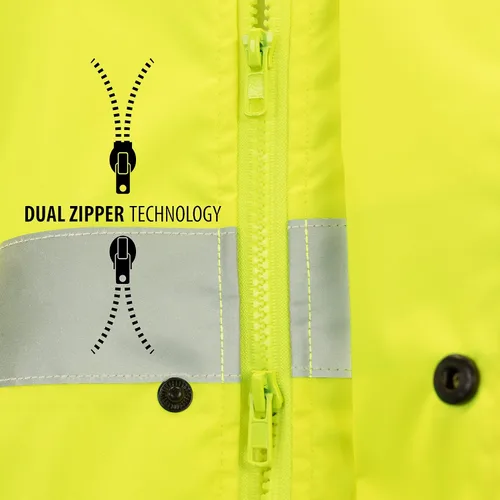 Vista 4 de JORESTECH Capa de lluvia de seguridad de alta visibilidad Lima/Amarillo Clase 3 con cinta reflectante de 2 pulgadas, cumple con ANSI/ISEA