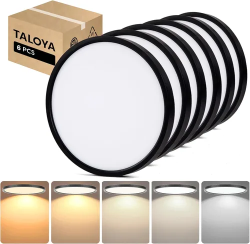 Vista 24 de TALOYA Paquete de 4 lámparas de techo LED de montaje empotrado de 10 pulgadas, 5 temperaturas de color (3000 K-6500 K), luz de panel plano redondo