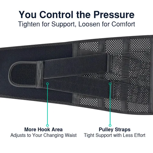 Vista 3 de Soporte de espalda para aliviar el dolor de espalda baja – Soporte ergonómico y cinturón elástico ajustable – Soporte lumbar para hernia de disco