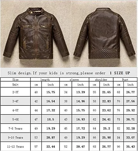 Vista 2 de BUDERMMY Boys Motorcycle Jacket Faux Leather Jackets for Kids Coats for Costume Party Waterproof