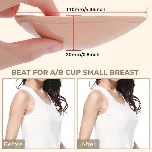 Vista 3 de SERMICLE Insertos adhesivos de doble cara para brasier, 1 par con brasier de realce no adhesivo, 1 par, inserto de almohadilla autoadhesiva