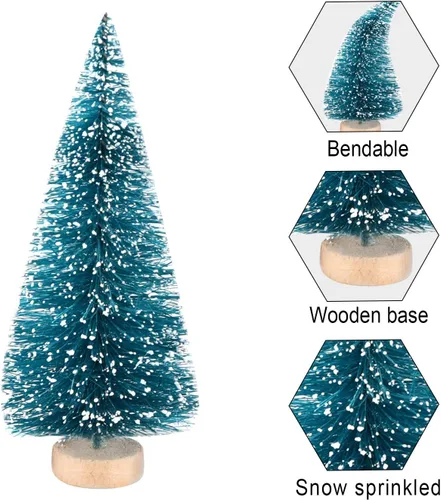Vista 3 de KUUQA 48Pcs Árboles de Sisal Mini Árboles Cepillo para Botellas Modelos de Diorama Árboles de Navidad en Miniatura para Artesanías, Decoración