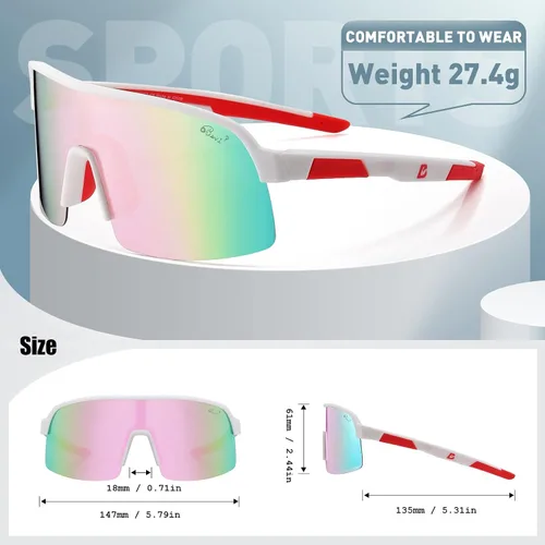 Vista 2 de Bevi Lentes de sol deportivos polarizados con marco TR90 duradero y flexible para hombres y mujeres, correr, conducir, ciclismo, etc
