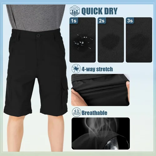 Vista 5 de Pantalones cargo para niños, estilo casual, secado rápido, impermeables, para senderismo, escalada, convertibles