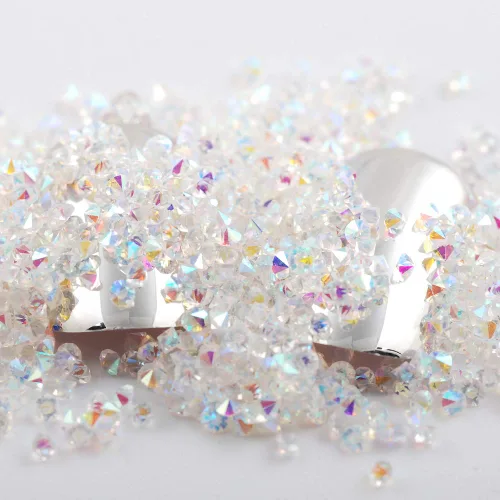 Vista 7 de 5000 cuentas de diamantes de imitación de cristal de diamante ultra mini de 0.044 pulgadas con parte trasera plana, cristales iridiscentes, brillo