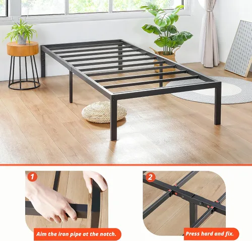 Vista 7 de PrimaSleep Soporte antideslizante de listones de acero resistente de 14 pulgadas, base de cama de plataforma de fácil montaje, base de colchón