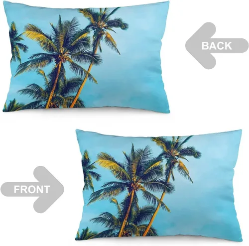 Vista 4 de Protector de almohada de playa con palmeras tropicales de 16 x 14 pulgadas, palmeras de playa, paisaje marino costero, decorativo, rectangular