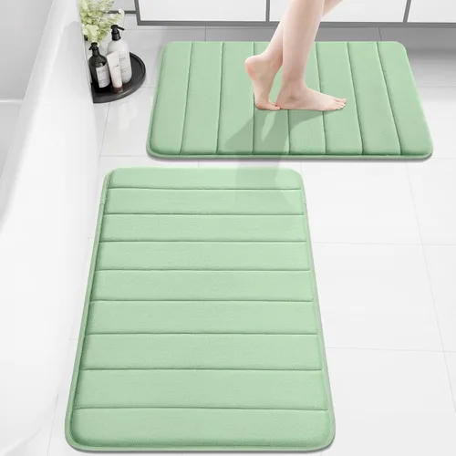 Vista 31 de Buganda Juego de 2 alfombras y tapetes de baño de espuma viscoelástica, lavables a máquina, suaves, antideslizantes, absorbentes, para baño, ducha