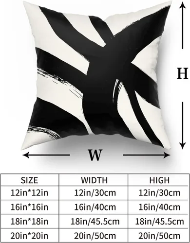 Vista 2 de Juego de 4 fundas de almohada abstractas de color negro y beige de 16 x 16 pulgadas, modernas fundas de cojín a rayas para sala de estar, sofá