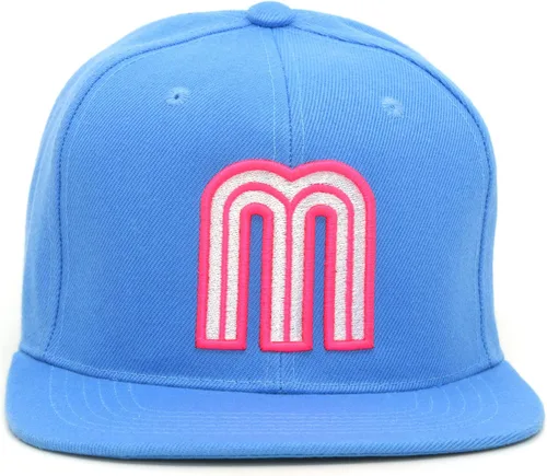 Vista 14 de Gorra acrílica de béisbol de México con diseño de bandera 3D M Flat Bill México Todo negro