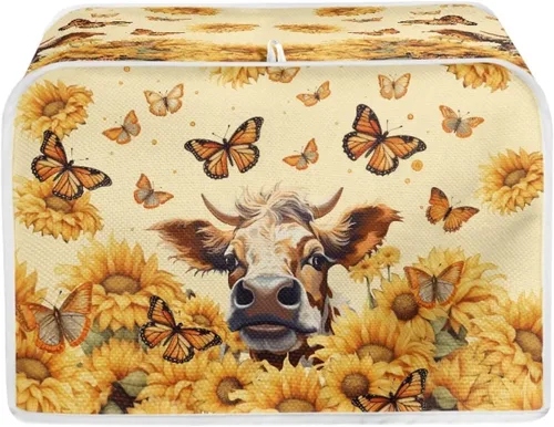 Vista 12 de Funda para tostadora Baxinh con estampado de mariposas y girasoles, 2 rebanadas, bandera americana, cubierta pequeña para electrodomésticos