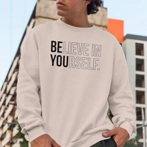 Vista 4 de Sudadera de forro polar de esponja Believe in Yourself - Regalo para hombres - Regalo de amor propio