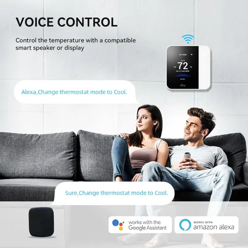 Vista 5 de Termostato Vine para el hogar con pantalla táctil a color, termostato inteligente WiFi compatible con Alexa y Google Assistant, programable para 7