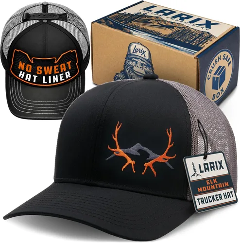 Vista 18 de LARIX Trucker Hat Men - Snapback Cap with Breatheable Mesh Back, Hats for men, Mens Hat, Mens Trucker Hats Negro (Wb)