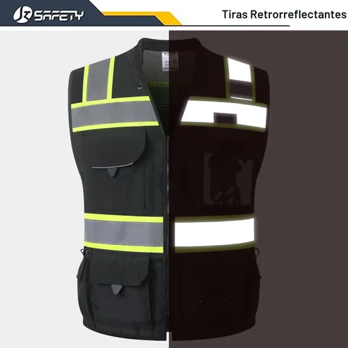 Vista 4 de JKSafety Hi-Vis Chaleco de seguridad unisex para topógrafos de alta visibilidad, resistente, con bolsillos internos, cumple con las normas ANSI/ISEA