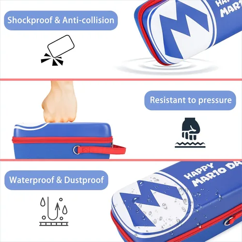 Vista 3 de Pemalin Mario Switch Case Newest Upgrade Compatible with Nintendo SwitchOLED Model - Hard Shell Switch Carrying Travel Case with Strap & Pocket for