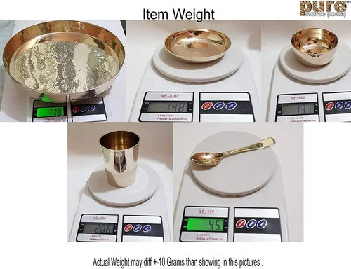 Vista 3 de Pure Source India Kansa Thali Set - 6 piezas, dorado
