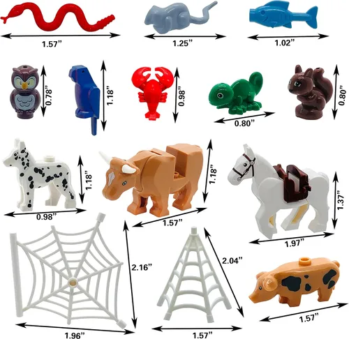 Vista 2 de SAIBURAZ Juego de 39 figuras de animales amigos, bloques de construcción, juguete de animales de granja/zoológico, regalo para niños y niñas de 6+