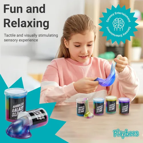 Vista 5 de Slime de unicornio de galaxia marmolada – Paquete de 12 – Kit de unicornio cósmico para estimulación sensorial y juego creativo, regalo perfecto