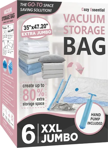 Vista 18 de Cozy Essential Vacuum Storage Bags, 80% Compression Vacuum Seal Space Saver Plastic Packaging Bags for Clothes, Blankets, Pillow, Bedding