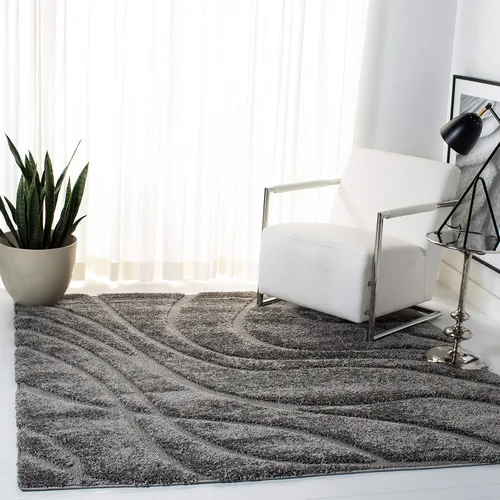 Vista 83 de Safavieh Florida Shag Collection - Alfombra de área de 2 x 3 pies, color crema/beige, diseño geométrico, felpa de 1.2 pulgadas de grosor, ideal