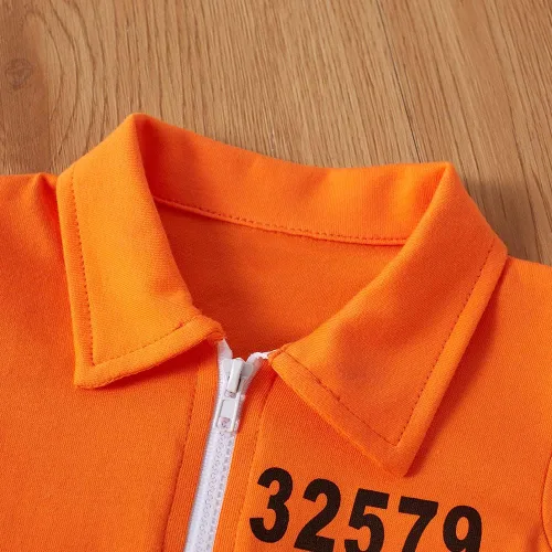 Vista 4 de Disfraz de Halloween para bebé niño y niña, recién nacido (0-3 meses, naranja)