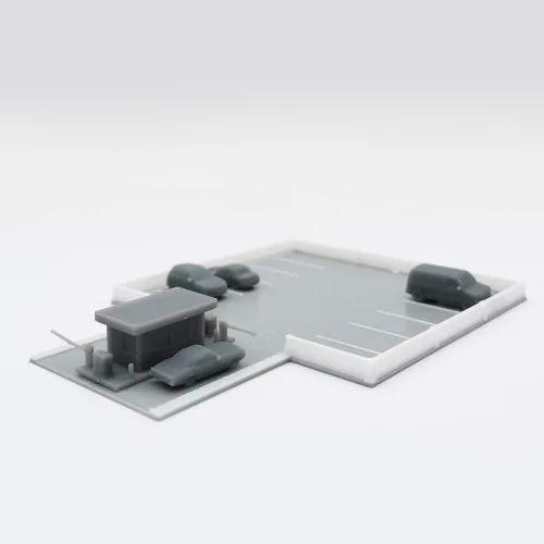 Vista 2 de Outland Models Railroad Layout Outdoor Car Estacionamiento con 4 Coches Escala Z 1:220