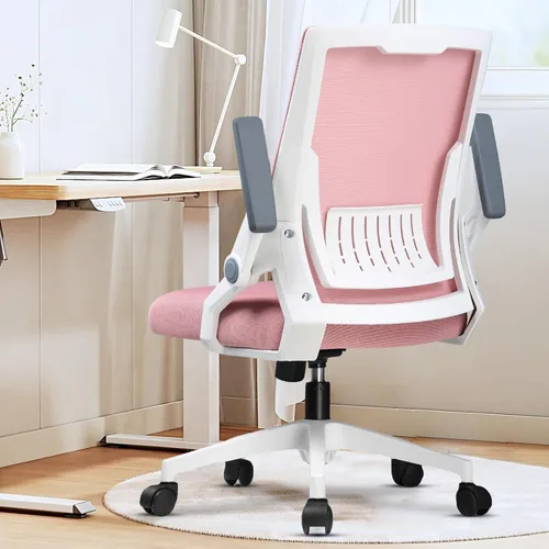 Vista 8 de GTPLAYER Silla de oficina ergonómica con reposabrazos abatibles, silla ejecutiva para computadora en casa, malla transpirable y cómodo soporte Negro