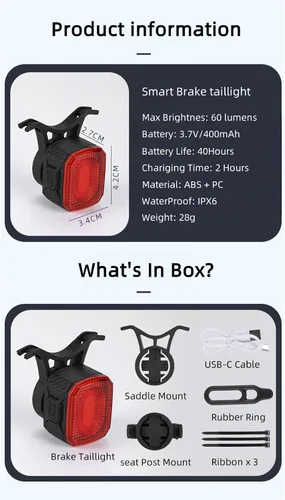 Vista 9 de VANSPARK CL1200 - Luces de bicicleta de 1200 lúmenes, faro de bicicleta con corte de 1200 lúmenes, luces de bicicleta recargables USB-C, cuerpo