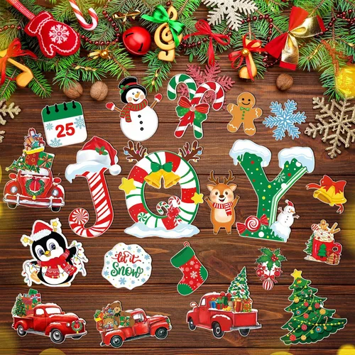 Vista 2 de 20 imanes de Navidad para nevera, imanes de decoración de puerta de garaje de Navidad, imanes magnéticos decorativos para nevera para automóvil