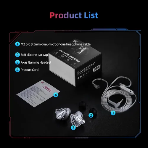 Vista 8 de KZ Axas - Monitor intrauditivo para juegos IEM con micrófono sintonizado Negro