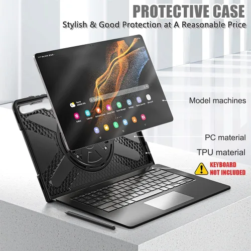 Vista 6 de ZenRich Funda Surface Pro 8 13 pulgadas 2021, zenrich Funda Resistente para Surface Pro 8 con Soporte de Pata Giratoria de 360 Grados y Correa