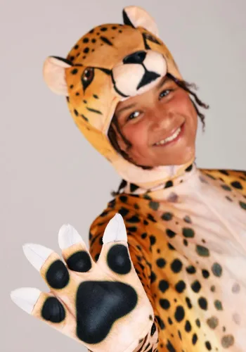 Vista 4 de Disfraz de guepardo alegre para niños, mono de guepardo de felpa