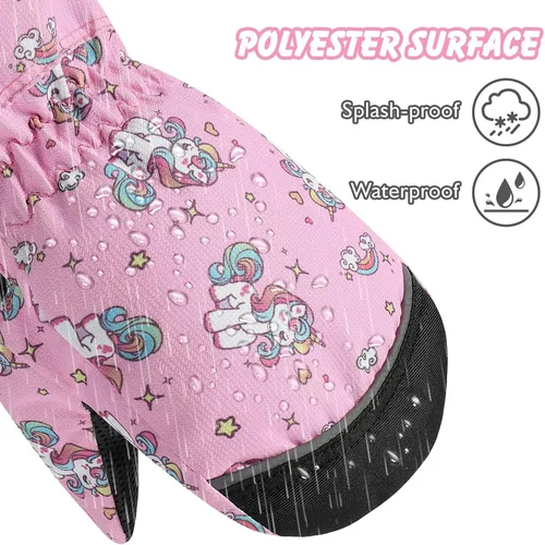 Vista 4 de MoKo Guantes de nieve para niños pequeños, antideslizantes, impermeables, con cremallera, de tela de terciopelo cálido, guantes de esquí para niños