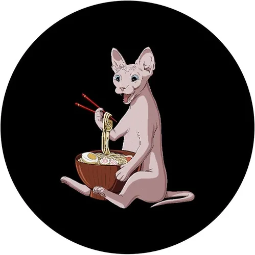 Vista 3 de Kawaii Ramen - Cuenco de fideos japoneses, diseño de gato con esfinge, color negro