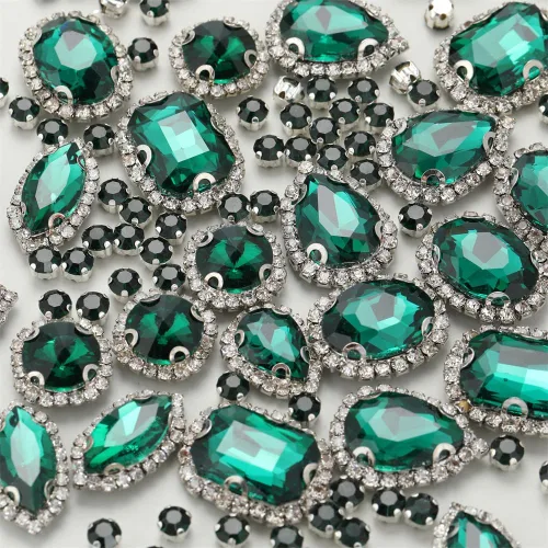 Vista 15 de Diamantes de imitación AB para coser, Choupee 130 piezas de diamantes de imitación para coser con respaldo de metal, engaste de dientes, garra