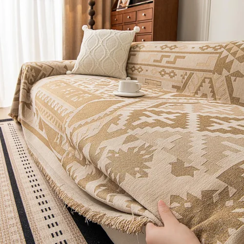Vista 23 de ROOMLIFE Manta de sofá estilo azteca boho para sillones de 2/3 cojines, fundas de sofá lavables y antideslizantes aptas para mascotas, protector