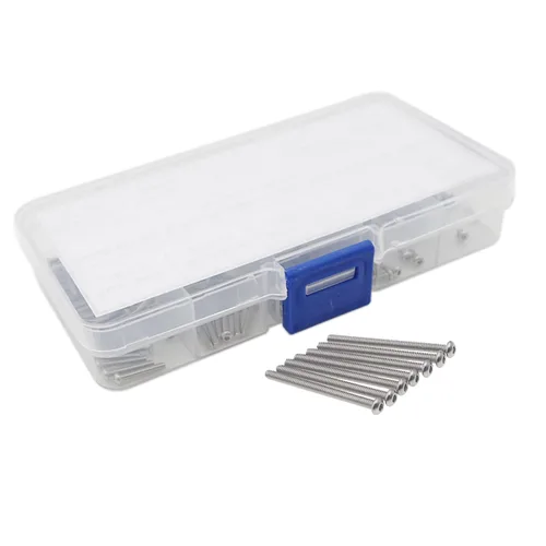 Vista 7 de Metric M2 304 - Kit surtido de tornillos y tuercas de cabeza de botón de acero inoxidable 9 Sizes, 4-25mm Length, Fully Threaded, Metric ISO7380