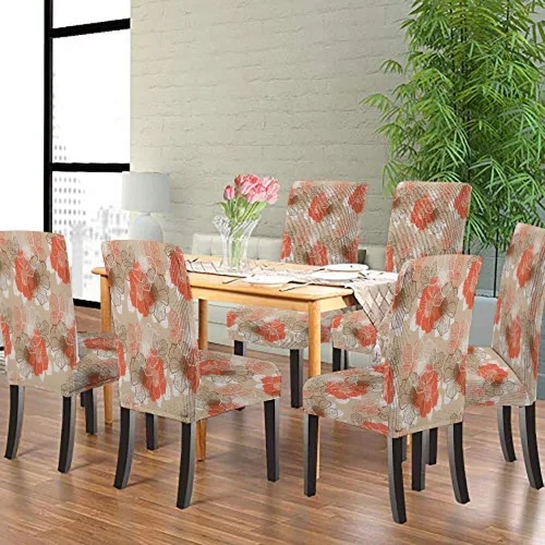 Vista 291 de CAPSCEOLL Christmas Dining Chair Covers,Snowflakes Festive Winter Pattern Stretch Chair Covers for Dining Room Set of 2 Washable Spandex Parson