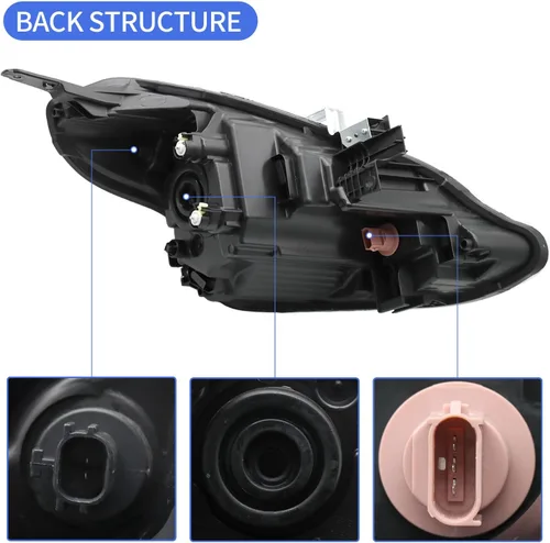 Vista 3 de Conjunto de faros delanteros para Nissan Versa 2015 2016 2017 2018 2019 de repuesto lateral del conductor