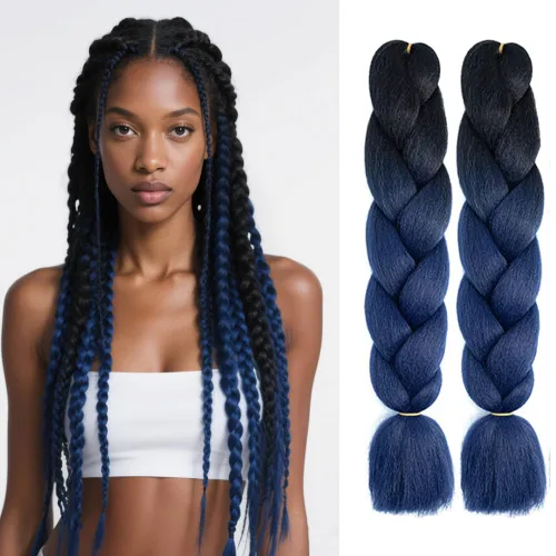 Vista 24 de 6 juegos de extensiones de cabello Kanekalon trenzado y sombreado, pelo de fibra sintética de alta temperatura de 24 pulgadas para trenzas crochet