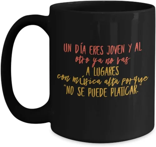 Vista 3 de Taza de Cafe Lugares Vaso, taza café divertidas, tazas personalizadas, taza de café inspiradoras, taza con mensajes positivos., 11onza, Negro