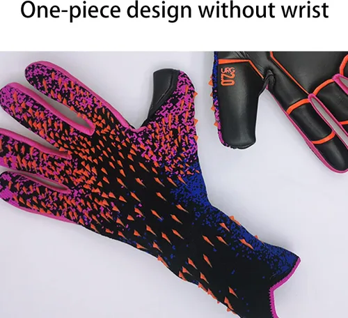 Vista 4 de Guantes de portero de portero para adultos y jóvenes, guantes de portero de fútbol con palma de látex antideslizante en relieve, sin muñeca