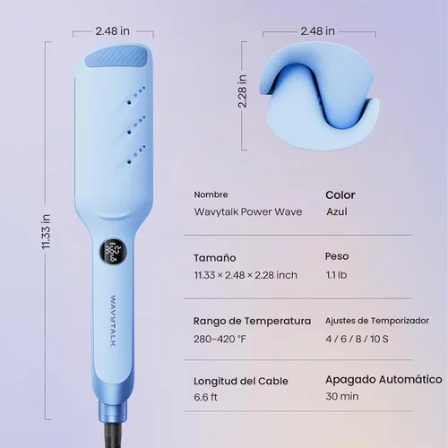 Vista 7 de Wavytalk Power Wave Hair Crimper, Ionic Hair Waver for Less Heat Damage Blue