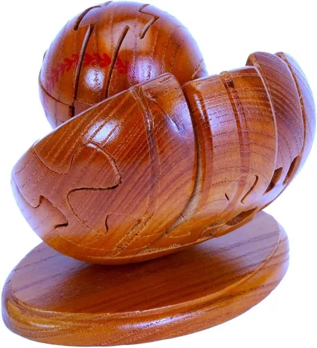 Vista 4 de CHH 6140 Rompecabezas 3D de madera de béisbol y guante de 4.5 pulgadas, acabado de madera oscura