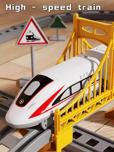 Vista 4 de Juego de tren eléctrico de 119 piezas para niños de 4 a 8 años, juego de tren a pilas con rieles, regalos para niños de 3, 4, 5, 6, 7, 8 años o más