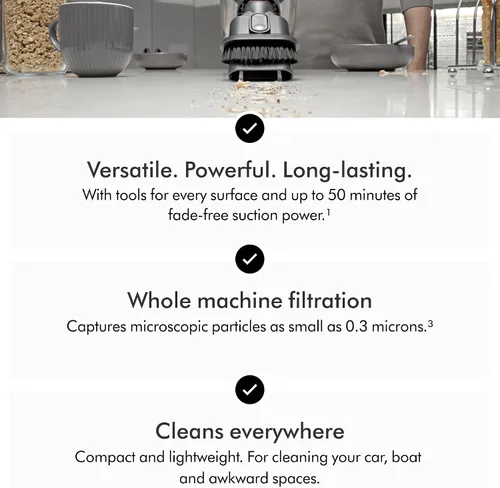Vista 7 de Dyson Aspiradora de mano para coche y bote, inalámbrica y ligera, limpia superficies duras y tapicería, 115AW, 2 modos de potencia, hasta 50 minutos²