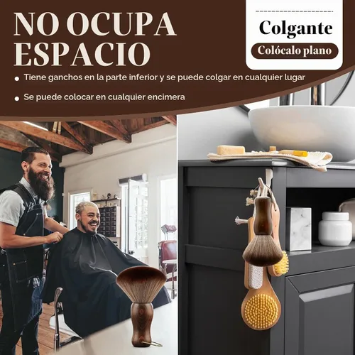 Vista 6 de CGBARBER Cepillo de peluquero con mango de madera con gancho para corte de cabello... (cepillo de cuello+cepillo negro) para todo tipo de cabello.