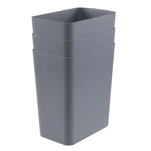 Vista 7 de Xyskin - Paquete de 3 basureros de plástico, contenedor de basura de 4.5 galones Cubo de basura gris, cubo de basura duradero para baño