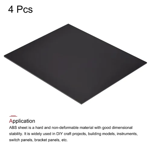 Vista 3 de MECCANIXITY Hoja de plástico ABS negro de 10 x 8 x 0.02 pulgadas para modelo de construcción, manualidades de bricolaje, panel, paquete de 8